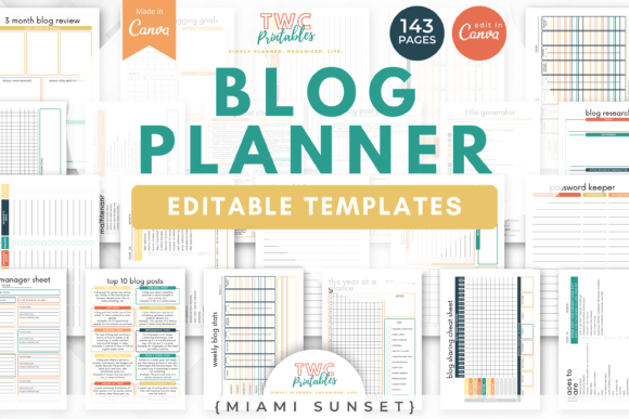 Blog Planner Canva Templates | MIAMI: Organize Your Content Like a Pro