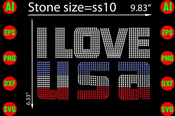 Celebrate with the I Love USA Rhinestone Templates Design