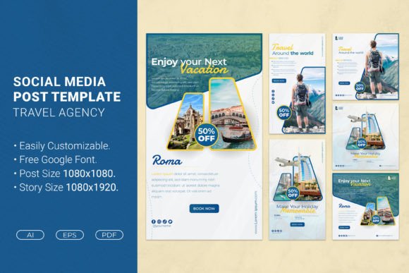 Modern Travel Agency Social Media Templates