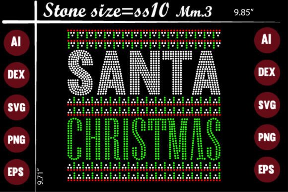 Sparkling Holiday Design: Santa Christmas Rhinestone Templates